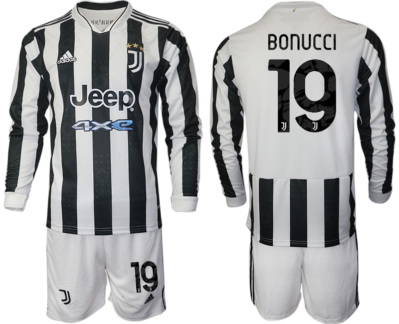Men 2021-2022 Club Juventus home white Long Sleeve #19 Adidas Soccer Jersey->juventus jersey->Soccer Club Jersey